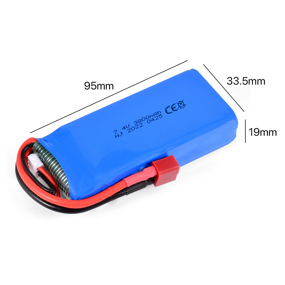 7.4V 2S 3800mAh LiPo Battery for Wltoys 144010/12428/124019/124018 1/10 RC Car