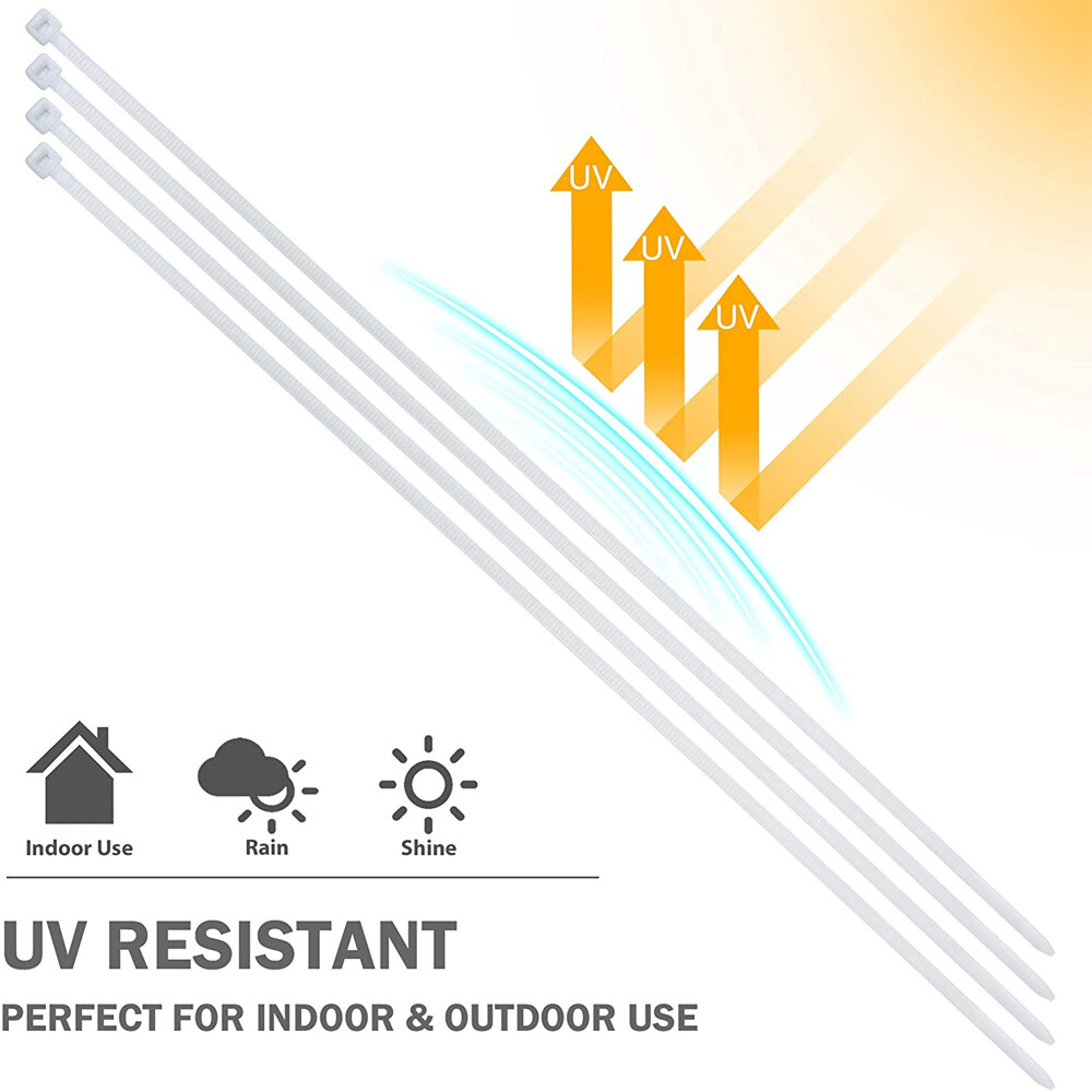 100-200Pcs Cable Ties 4" / 14" Heavy Duty Nylon Wrap Wire Zip Ties UV Resistant