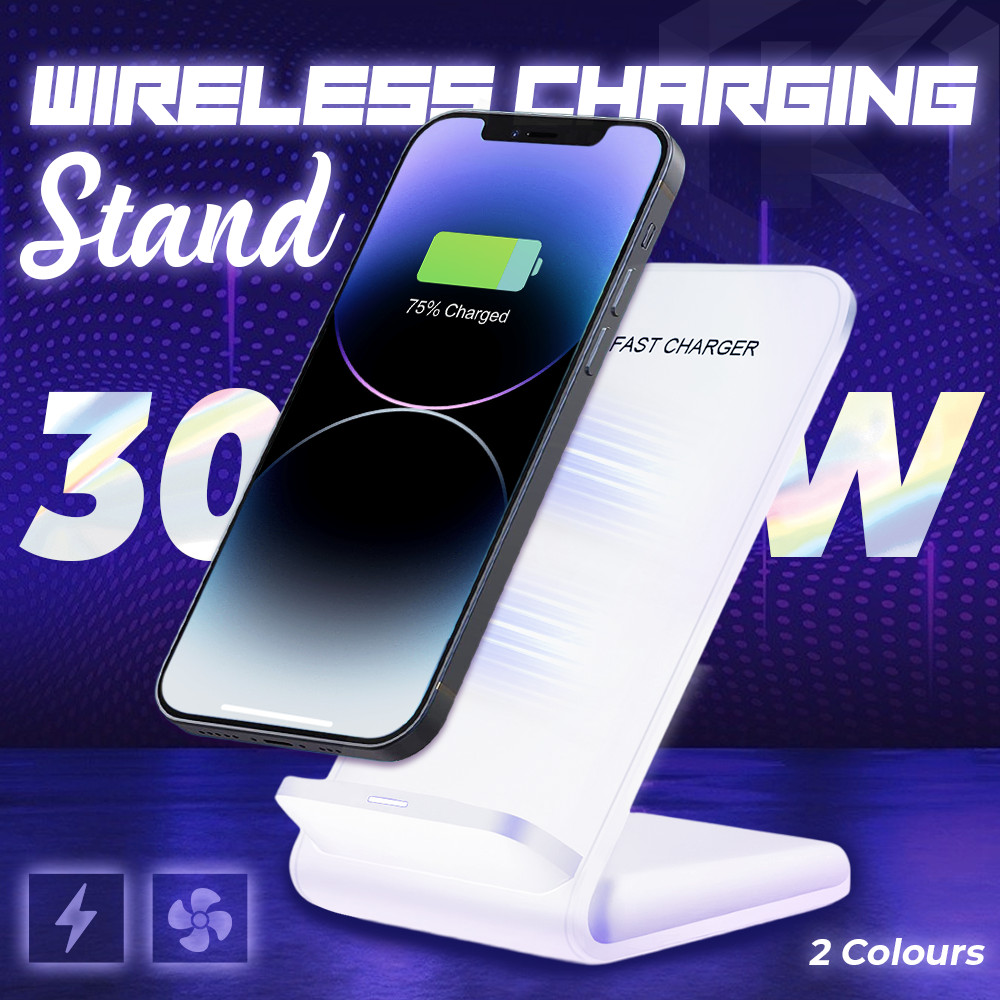 30W Wireless Charger Fast Charging Stand Dock For iPhone 15 14 13 12 Samsung S24