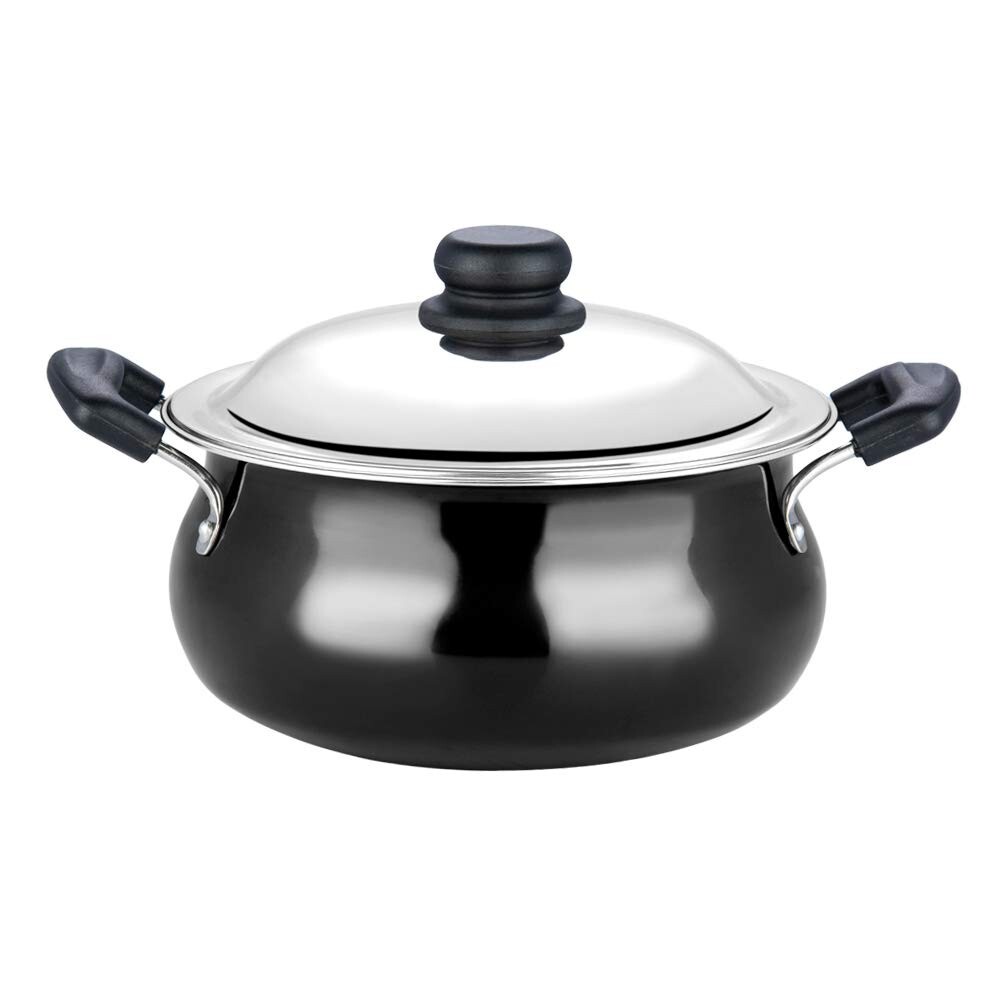 Black Pearl Hard Anodised Cooking Handi with Stainless Steel Lid (5 liters)