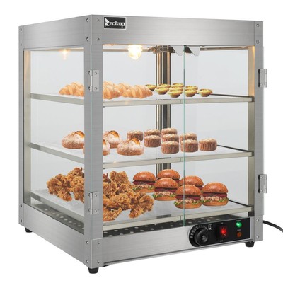 3 Tier Electric Commercial Glass Heat Food Warming Pastry Pizza Display ShowCase