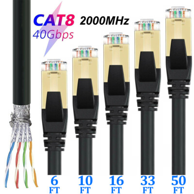 Cat 8 Ethernet RJ45 LAN Cable Super Speed 40Gbps Network Router Patch Cord Lot