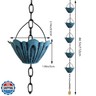 Rain Chain Gutter Downspout Catcher Outside Water Diverter Decorative Garden Rain Cups Chime Home Decor (Blue)
