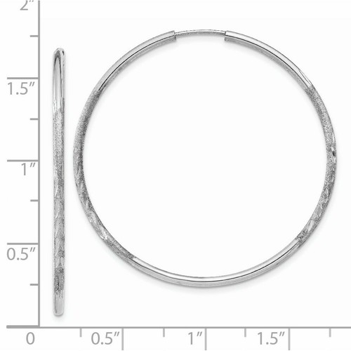 Pre-owned Goldia 14k White Gold 1.5mm Diamond-cut Endless Hoop Earrings