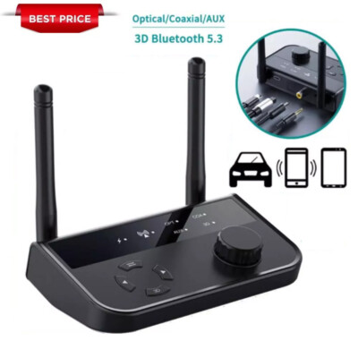 Bluetooth 5.3 Transmitter Receiver Long Range Home Stereo Audio Adapter 3 in 1