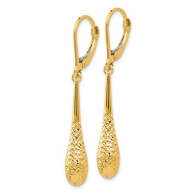 Pre-owned Skyjewelers Real 14kt Yellow Gold Diamond Cut Leverback Earrings
