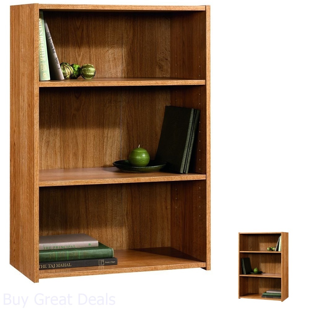 Small Bookcase Library Wooden Adjustable Shelves Storage Media