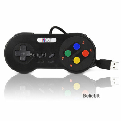 Retro 64 N64 & SNES USB Controller Gamepad Black Classic Wired for PC Mac Games