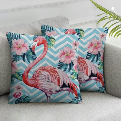 Throw Pillow Covers Tropical Leaf Flamingo Pattern Print set of 2