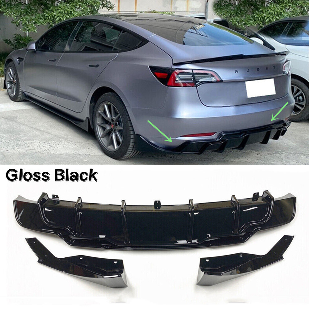 Fits 2017-2022 Tesla Model 3 Rear Bumper Diffuser Lip W/Exte