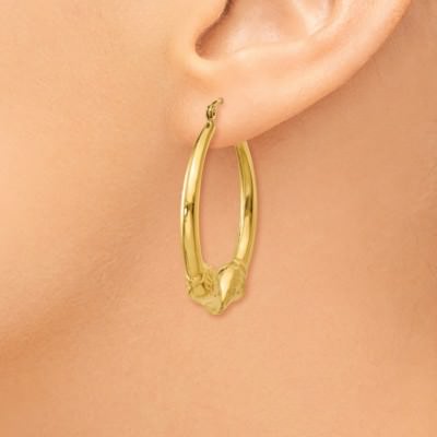 Pre-owned Superdealsforeverything Real 14kt Yellow Gold Polished Ram Hoop Earrings