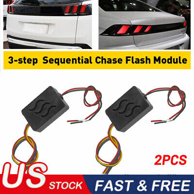 2X 3-Step Sequential Flow Semi Dynamic Chase Flash Tail Light Module Boxes