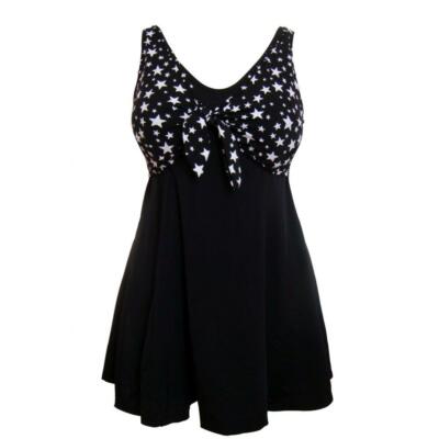 Plus Size Retro Vintage Alt Style Tummy Control Starry Nights Swimdress suit