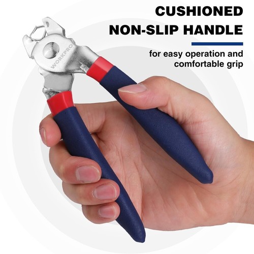 WORKPRO Bent Hog Ring Pliers w/ 500PCS 3/4" Hog Rings Galvanized Steel Hog Rings