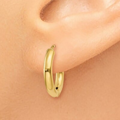 Pre-owned Skyjewelers Real 14kt Yellow Gold Polished Hollow Hoop Earrings
