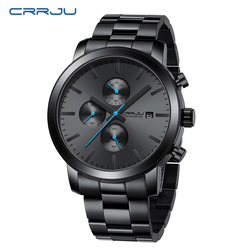 Watch Men Stainless Steel Chronograph Watches for Men Luxury Waterproof Date Ana