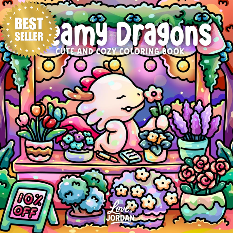 Dreamy Dragons: Cute and Cozy Coloring Book for Adults and Teens Featuring Adora