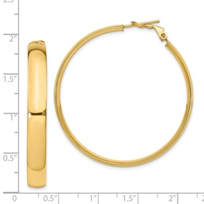 Pre-owned Superdealsforeverything Real 14kt Yellow Gold 6mm High Polished Omega Back Hoop Earrings
