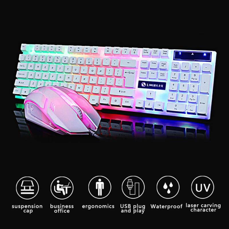 LED Gaming Tastatur Keyboard Maus Set USB RGB für PC Laptop PS4 Slim Mechanisch