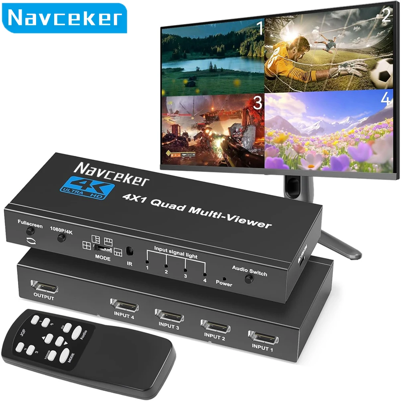 4K HDMI Quad Screen Multiviewer 4x1 1080P 4 in 1 out HDMI Multi Viewer Seamless