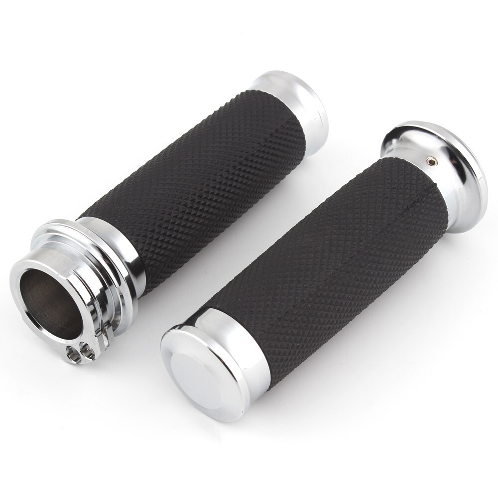 1" Chrome Motorcycle Handlebar Hand Grips Fit for Harley Chopper Bobber Cruiser