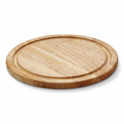 Continenta Steakteller Rund Schneidebrett Servierbrett Gummibaumholz Ø 25 cm