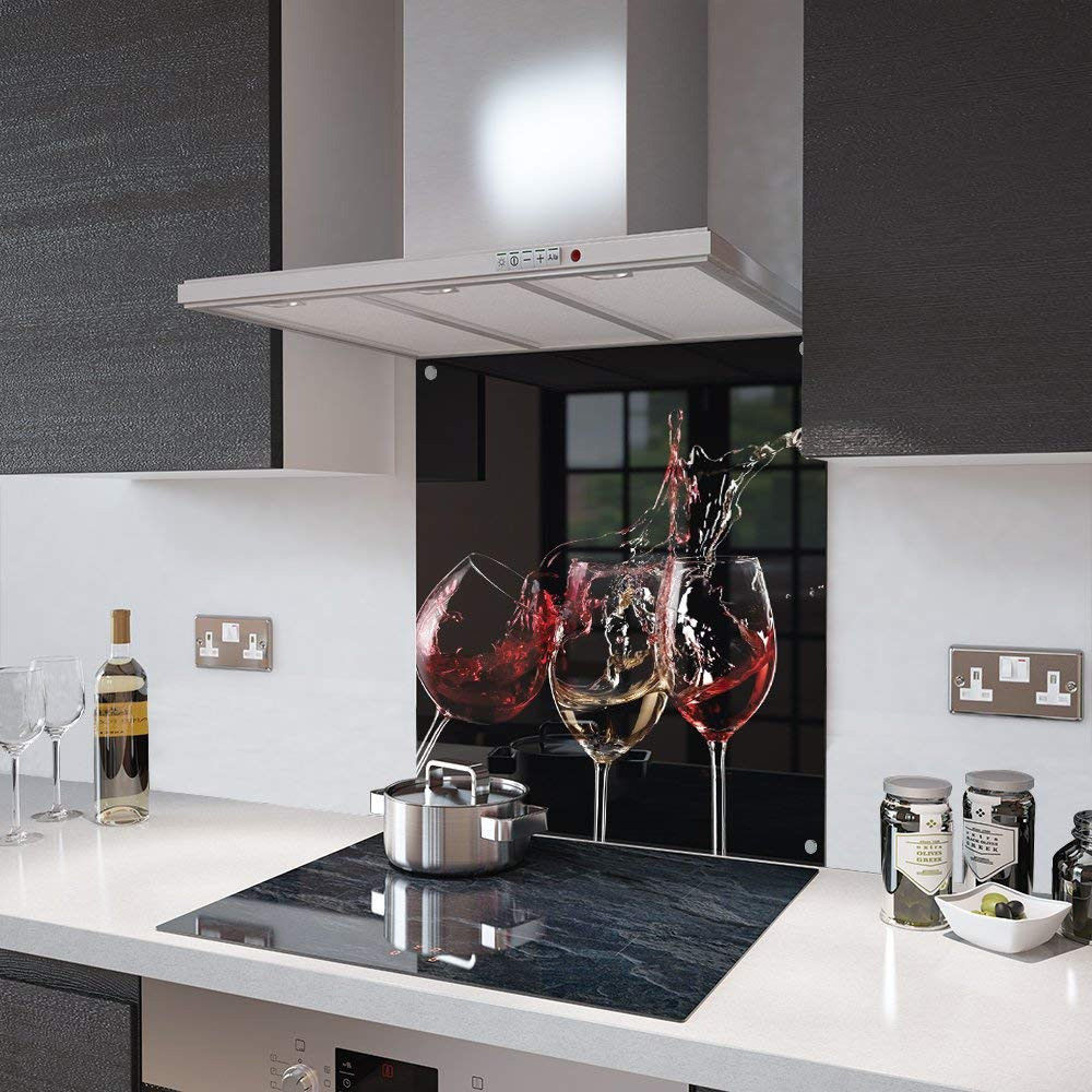 BNIB Premier Range '3 Glasses Of Wine' Splashback With Fixing Holes