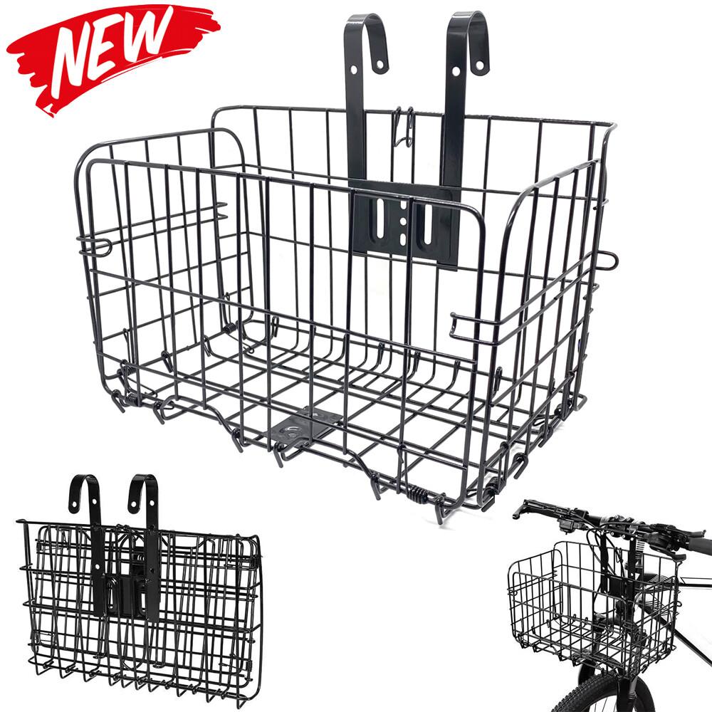 Bicycle Bike Basket Folding Metal Wire Handlebar Storage Carrier For Front Rear