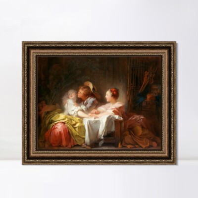 Framed Canvas Art Giclee Print The Stolen Kiss#2 by Jean Honore Fragonard