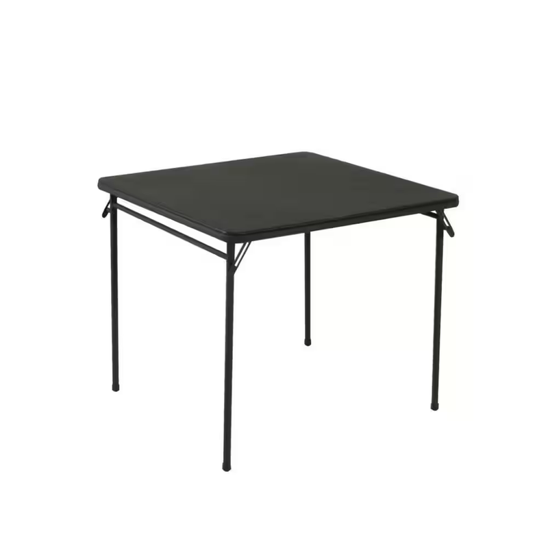 Folding Card Table 34 Inch Square Vinyl Top Game Table Portable Black Table