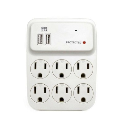 WiFi Hidden Security Camera Wall Outlet Smartphone Compatible 6 Plug 2 USB Ports
