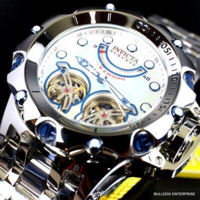 Pre-owned Invicta Reserve Venom Fusion Double Open Heart Automatic Steel Mop Watch
