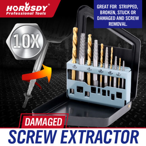 10pc Screw Extractor | Left Hand Cobalt Drill Bit Set Easy Out Broken Bolt