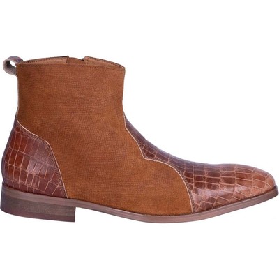 

Мужские коричневые повседневные ботинки Dingo Dunn Croc Zippered DI222-BRN, Коричневый, Dingo Dunn Croc Zippered