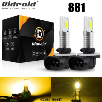 Pair 881 LED Fog Light Driving Bulbs DRL 3000K Yellow Super Bright 110W 894 889