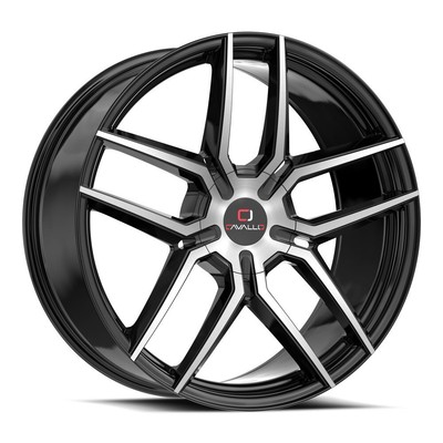22x9.5 Cavallo CLV-55 Gloss Black & Machined Wheels 6x135/6x5.5 (25mm) Set of 4