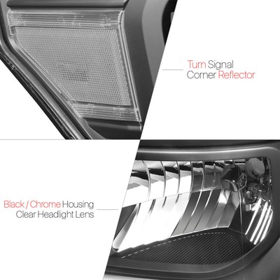 Black Housing Clear Corner Headlight Lamps for 11-16 Ford F250-F550 Super Duty