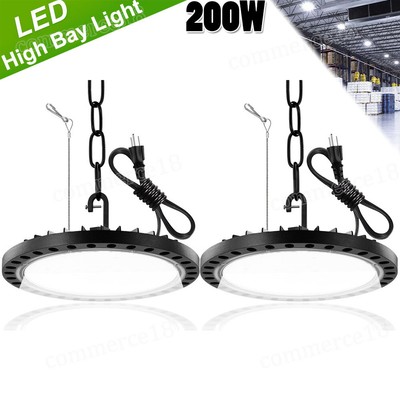 2Pcs 200W Led UFO High Bay Light 200Watt Warehouse Industrial Factory Shop Lamp
