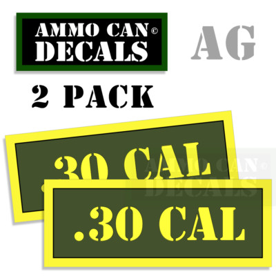 30 CAL Ammo Can Box Decal Sticker Set bullet Gun Hunting labels 2 pack AG 3''