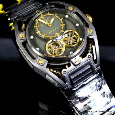 Pre-owned Invicta S1 Rally Double Open Heart Automatic Gunmetal Steel 52mm Watch