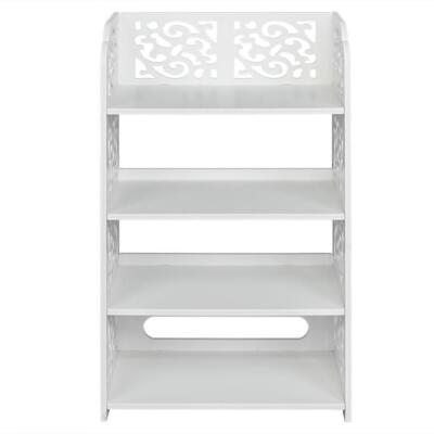 4/5/6Tier Storage Carved Shoe Rack Bookcase Organizer Cabinet Wood-plastic Board