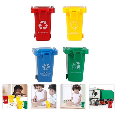 4Pcs Curbside Garbage Can Recycle Bin Tiny Recycle Can Desk Trash Can