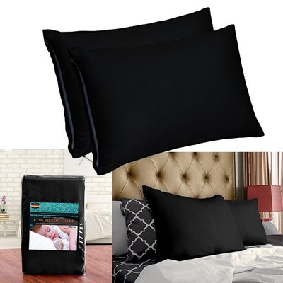 Bamboo Pillow Case Zippered Extra Soft Sateen Cover Protector King