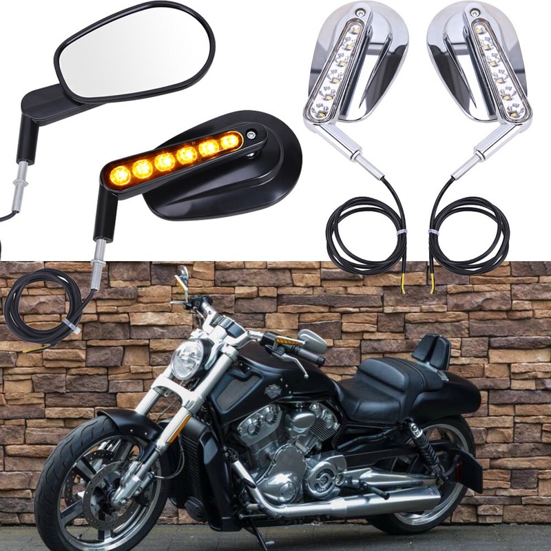 Motorcycle LED Turn Signals Rear View Side Mirror For Harley V ROD VROD