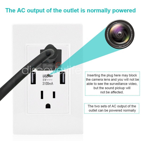 NEW AC Wall Outlet with USB Home Security Nanny Camera IP WiFi Camera 1080P Lot - Image 4