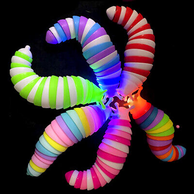 Sensory Slug Light Up Fidget Sensory Relief Kids Anti-Stress Rainbow Articulated