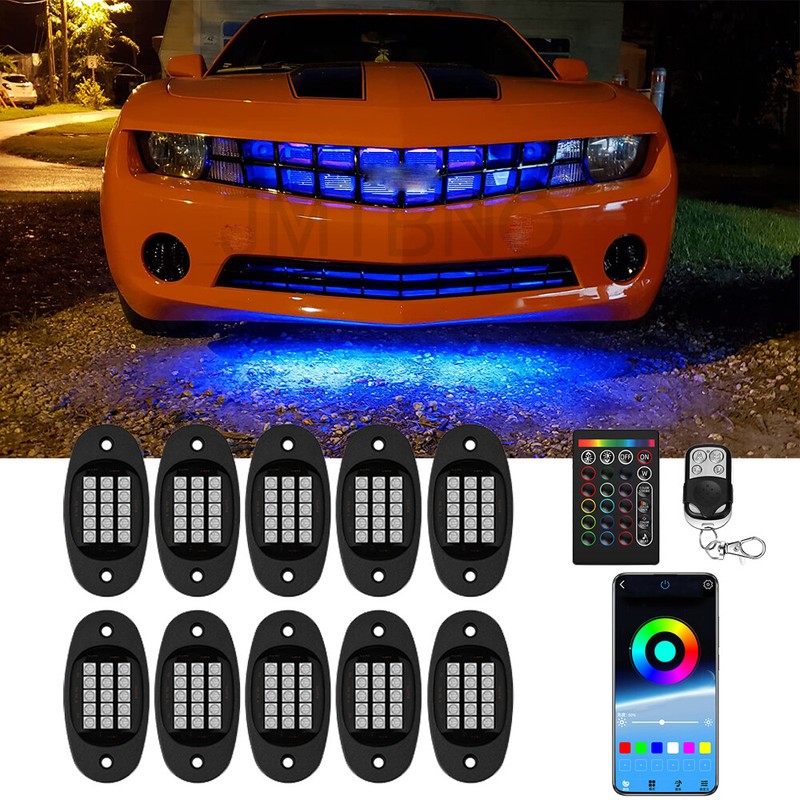 10 Pods RGB LED Rock Lights Kit Underbody