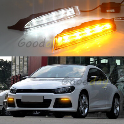 LED DRL for VW Scirocco R 2010 2011 2012 2013 Daytime Running Light Lamp W/ Turn