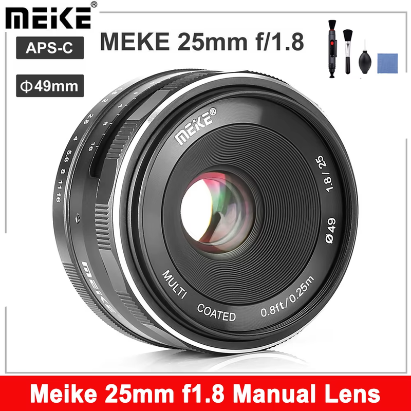 Meike 25mm f1.8 Large Aperture Manual Lens for Olympus Micro 4/3/Sony E/Canon EF
