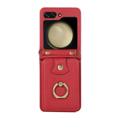 For Samsung Galaxy Z Flip5 4 3 Fashion Leather Wallet Card Ring Stand Case Cover